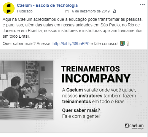 print de uma publicação feita antes do lançamento do rebranding da marca