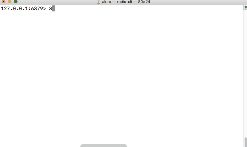Imagem animada do terminal do servidor Redis, onde foi passado o código “SET mensagem “Hello World””.