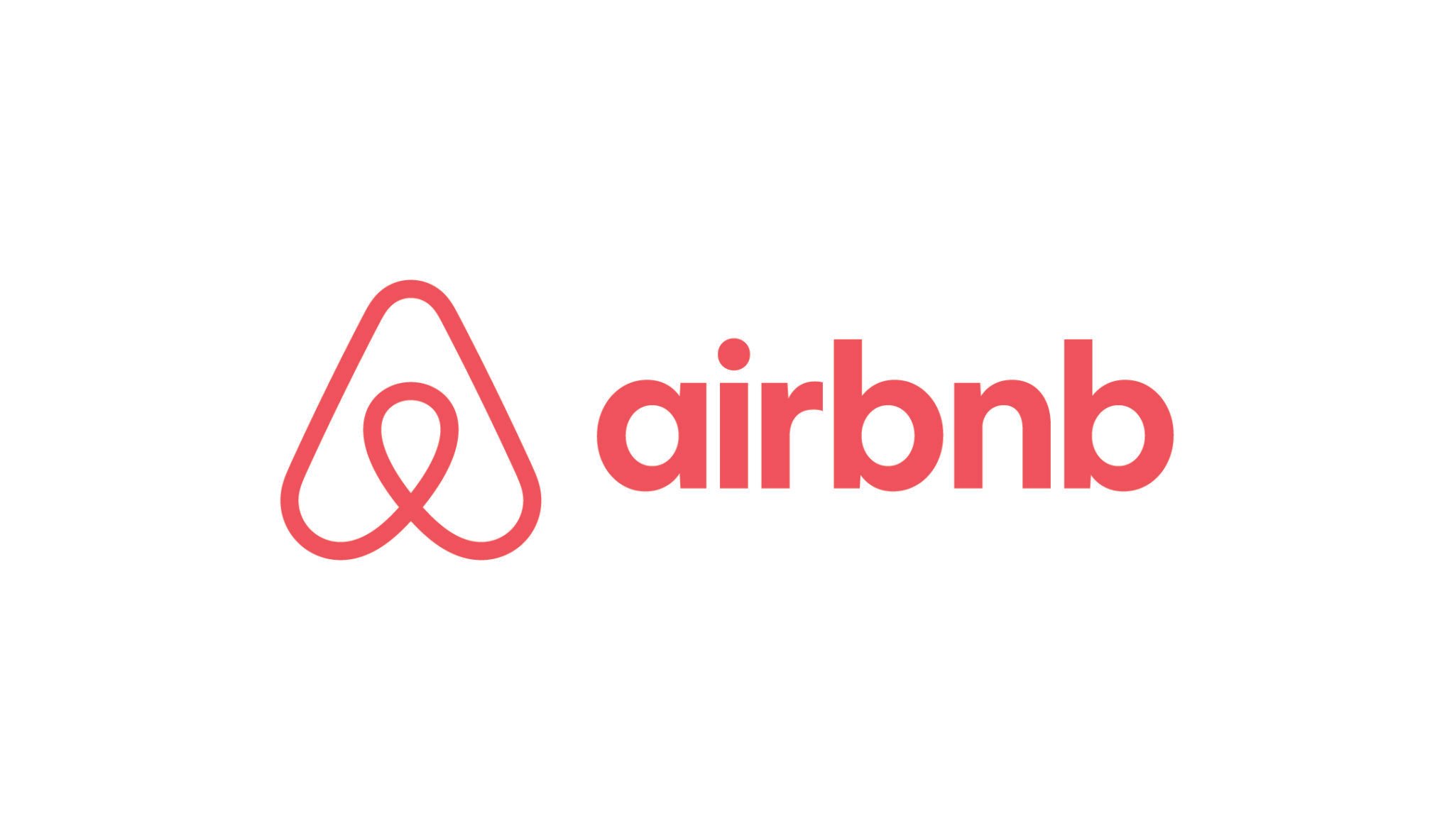 Imagem com fundo branco contendo a logo do Airbnb em vermelho.