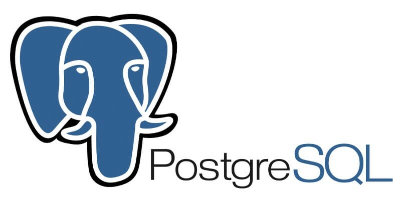 Logomarca do SGBD PostgreSQL. Ela é composta pela ilustração de um elefante na cor azul e com bordas nas cores branca e preta. Ao seu lado direito são apresentadas as palavras “Postgre” na cor preta e “SQL” na cor azul.