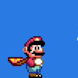Imagem gif do personagem do super Mario colorido caminhando em frente a logomarca da Alura.