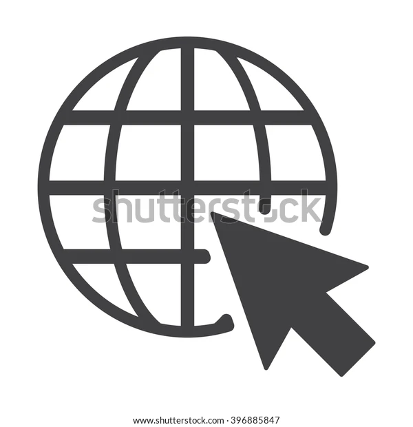 Vê-se um símbolo de globo com uma setinha cinza por cima, para remeter à ideia de rede e conexão.
