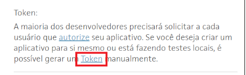 menu inicial do trello api para receber o token