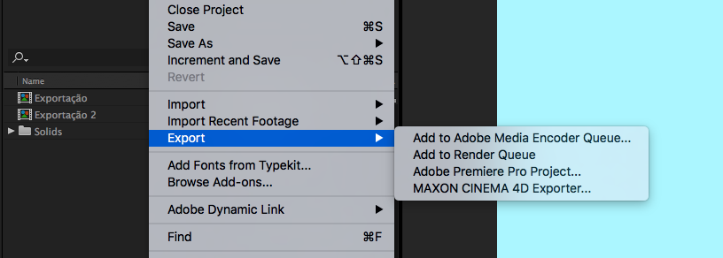 Exportando arquivos no After Effects pela primeira vez 