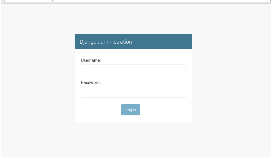 Página de admin de nossa aplicação Django com os devidos arquivos CSS carregados