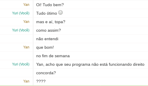 Conversa Yan e Yuri (visão do Yuri)