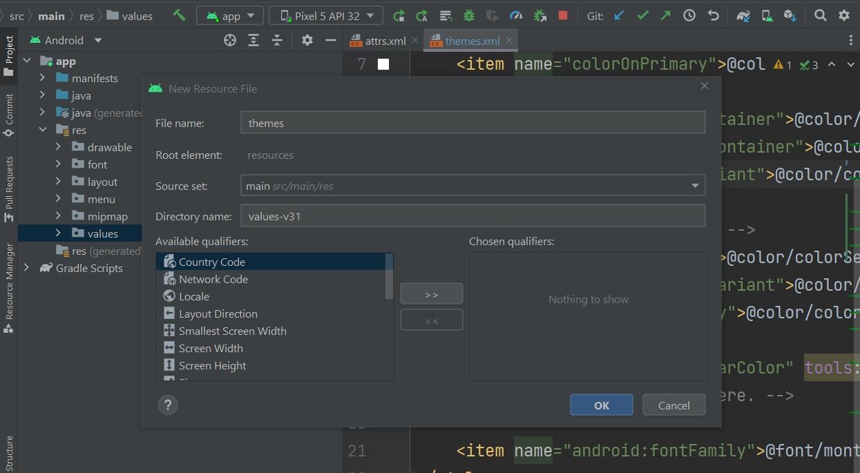 Imagem que exibe a janela New Resource File no Android Studio.