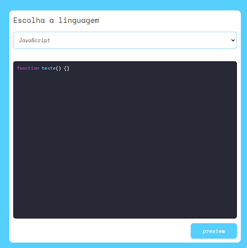 Resultado com o highlight.js na linguagem JavaScript #inset