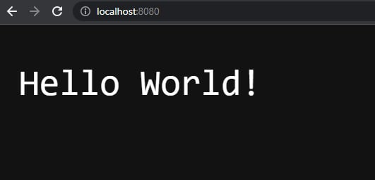 Tela do navegador acessando o endereço http://localhost:8080 e apresentando a mensagem Hello World!